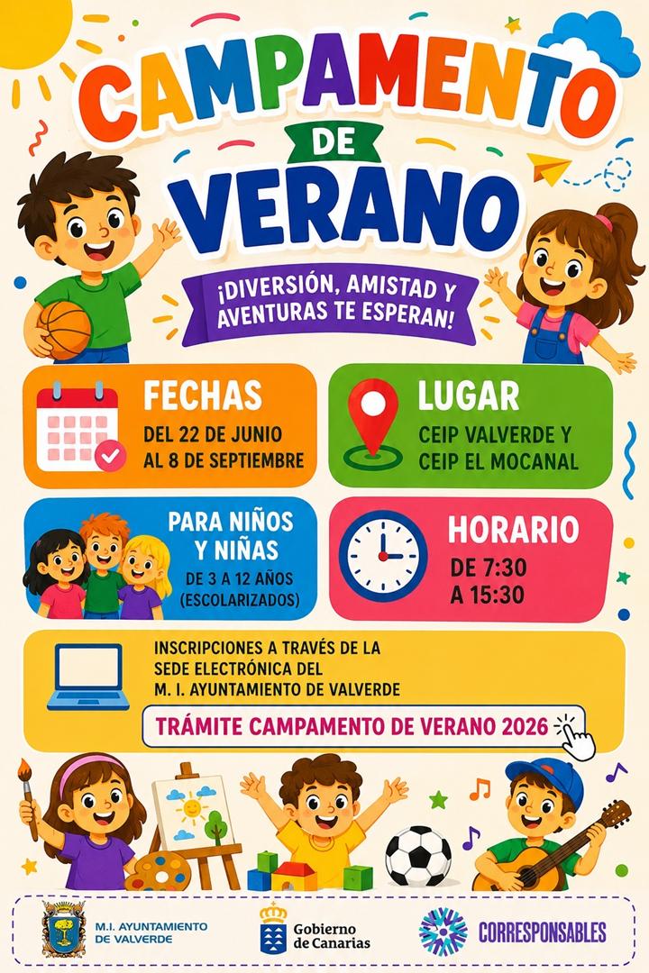 El Ayuntamiento de Valverde abre las inscripciones para el Campamento de Verano 2026