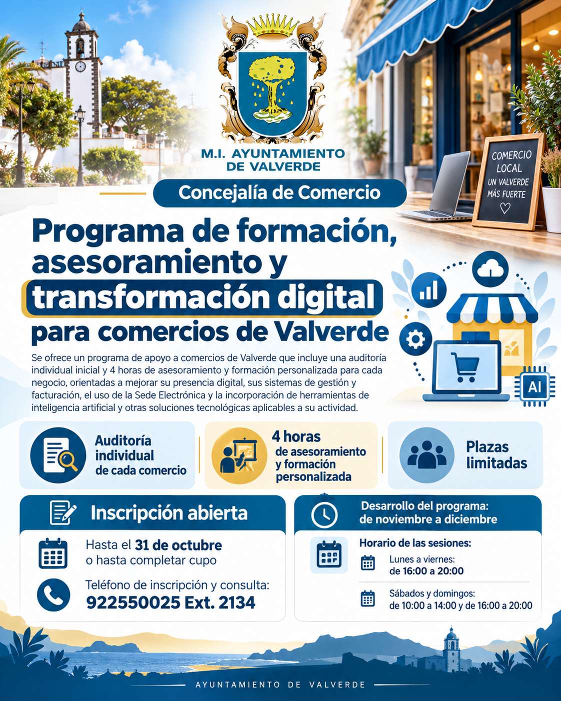 Programa de formación, asesoramiento y transformación digital para comercios de Valverde